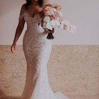 Popular Mermaid Off the Shoulder Plus Size Lace Wedding Dress - Thumbnail 1