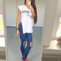 Casual Fashion Blue Jeans - Thumbnail 1