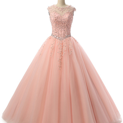 Women's beaded lace sweet 16 dresses appliques quinceanera ball gowns prom dress，858