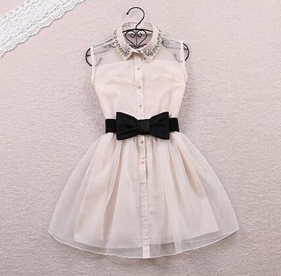 Fashion Bow Belt Sleeveless Dress