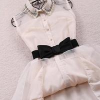 Fashion Bow Belt Sleeveless Dress - Thumbnail 1