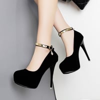12CM suede stiletto high heel women's shoes with rhinestones S-316 - Thumbnail 1