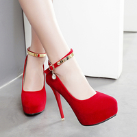 12CM suede stiletto high heel women's shoes with rhinestones S-316 - Thumbnail 2