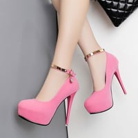 12CM suede stiletto high heel women's shoes with rhinestones S-316 - Thumbnail 3