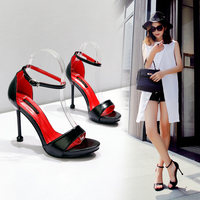 Black sandals platform stiletto sandals S-318 - Thumbnail 1