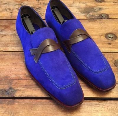 Royal blue Loafer Suede for adults handmade collection