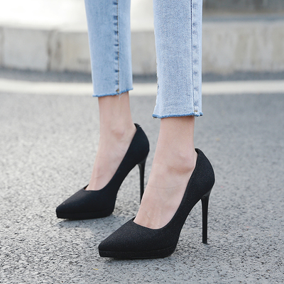 Silver high heels stiletto shoes S-322