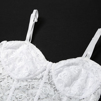 Cute Sexy Floral Lace Corset Camisole Tank Crop Top Sleeveless Shirt Bodycon Goth Punk Summer Casual E-Girl Kawaii Korean Japanese Harajuku Streetwear - Thumbnail 8