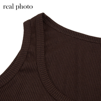 Cute 90s Vintage Brown Mushroom Diamond Aesthetics Crop Top Tank Sleeveless Shirt Summer Casual E-Girl Kawaii Korean Japanese Harajuku Streetwear - Thumbnail 8