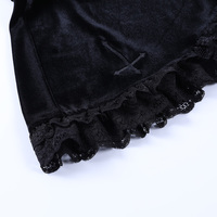 Cute Sexy Goth Black Cross Skirt Vintage Lace Trim A-Line Grunge Punk High Waist Ruffle Summer E-Girl Kawaii Korean Japanese Harajuku Streetwear - Thumbnail 7