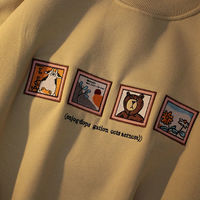 Cute Picture Frame Embroidery Velvet Thick Round Neck Sweatshirt Oversize Hoodie Pullover Sweater E-Girl Kawaii Korean Japanese Harajuku Streetwear - Thumbnail 7