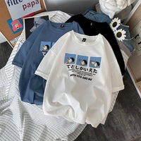 Cute Anime Boy Print Cartoon Oversized Loose Short Sleeve Shirt T-shirt Top Tee Summer Casual E-Girl Kawaii Korean Japanese Harajuku Streetwear - Thumbnail 7