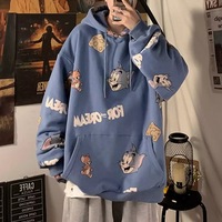 Cute Funny Cat Mouse Print Cartoon Oversized Loose Hoodie Sweatshirt Pullover Sweater Casual E-Girl Kawaii Korean Japanese Harajuku Streetwear - Thumbnail 2