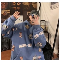 Cute Funny Cat Mouse Print Cartoon Oversized Loose Hoodie Sweatshirt Pullover Sweater Casual E-Girl Kawaii Korean Japanese Harajuku Streetwear - Thumbnail 5