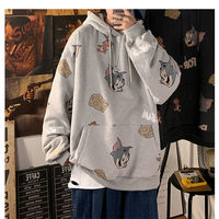 Cute Funny Cat Mouse Print Cartoon Oversized Loose Hoodie Sweatshirt Pullover Sweater Casual E-Girl Kawaii Korean Japanese Harajuku Streetwear - Thumbnail 8