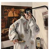 Cute Funny Cat Mouse Print Cartoon Oversized Loose Hoodie Sweatshirt Pullover Sweater Casual E-Girl Kawaii Korean Japanese Harajuku Streetwear - Thumbnail 9