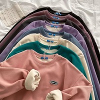 Cute Vintage Velvet Thick Embroidery Oversized Loose Hoodie Sweatshirt Pullover Sweater Casual E-Girl Kawaii Korean Japanese Harajuku Streetwear - Thumbnail 1