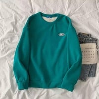 Cute Vintage Velvet Thick Embroidery Oversized Loose Hoodie Sweatshirt Pullover Sweater Casual E-Girl Kawaii Korean Japanese Harajuku Streetwear - Thumbnail 6