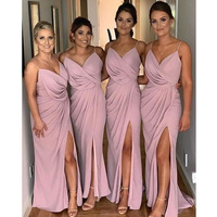 Spaghetti Strap Side Split Long Bridesmaid Dresses,235 - Thumbnail 2