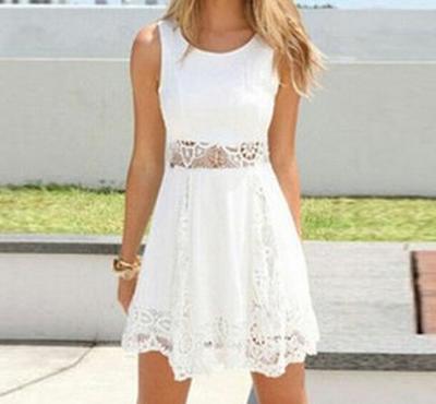 Fashion Round Neck Sleeveless Lace Dress