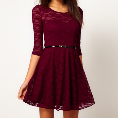 Slim sexy round neck big yards lace dress - Thumbnail 5