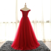 Off Shoulder Red Bridesmaid Dress, Red Prom Dresses,Off Shoulder Tulle Party Dress,238 - Thumbnail 2