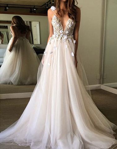2021 prom dresses, v neck prom dresses,light champagne prom dresses,long prom dress, evening dress,243