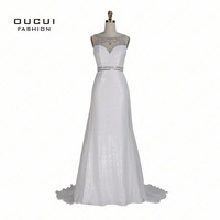 Luxury White Mermaid Prom Dress Evening Dress Sequins Lace Beaded Rhinestones Sheer Back Long Prom Dresses Evening Dresses,244 - Thumbnail 1