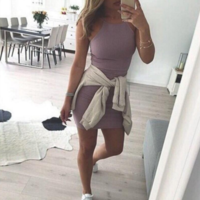 Sling Sexy Hanging Neck Sleeveless Dress - Thumbnail 1