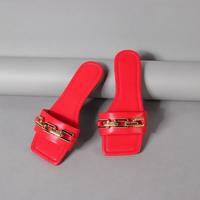 2021 new square chain flat sandals and slippers S-328 - Thumbnail 1