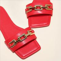 2021 new square chain flat sandals and slippers S-328 - Thumbnail 2