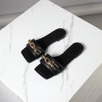 2021 new square chain flat sandals and slippers S-328 - Thumbnail 4