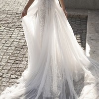 Spaghetti Straps Boho Lace Wedding Dress,Side Slit Wedding Dresses,Elegant Lace Bridal Gowns,264 - Thumbnail 2