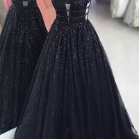 Ball Gown Sparkle Black Prom Dress,Tulle Evening Dresses,Floor Legnth Party Dresses,267 - Thumbnail 2