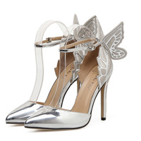 Embroidered patent leather pointed toe hollow foreign trade high heels women S-339 - Thumbnail 3