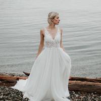 Sexy Deep V-back Wedding Dress,Boho Lace Wedding Dress,271 - Thumbnail 1