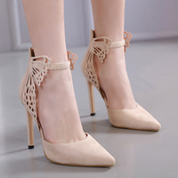 Pointed hollow stiletto high-heeled bow-knot shallow shoes women S-344 - Thumbnail 3