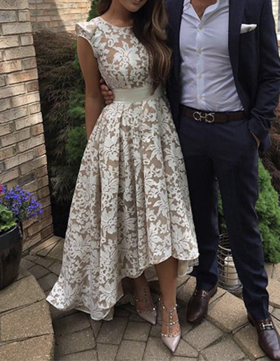 Custom made round neck lace prom dress, evening dress,276