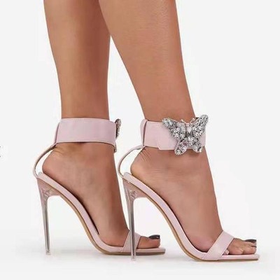 Women's new bow-knot crystal heel sandals with high-heeled rhinestones S-360