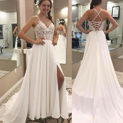 Spaghetti straps wedding dresses bridal gown bn5 - Thumbnail 5