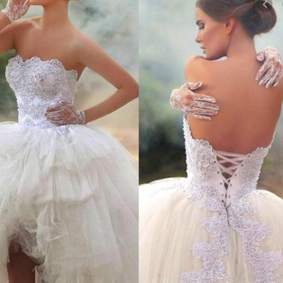 Strapless hi low bridal gown  - Thumbnail 5