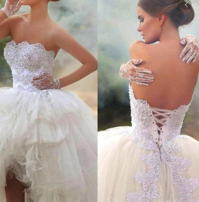 Strapless Hi Low Bridal Gown 