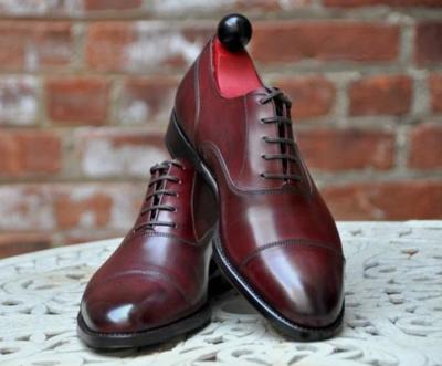 Best Burgundy Handmade Cap Toe Leather Shoes