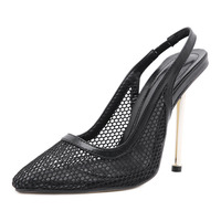 High heel mesh shoes pointed toe stiletto heel sandals women S-363 - Thumbnail 3