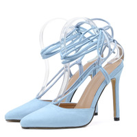 Sexy lace-up pointed stiletto high heel plus size women's sandals S-364 - Thumbnail 2