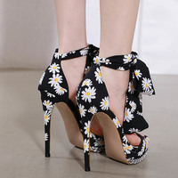 Small chrysanthemum 14CM large size sandals women S-384 - Thumbnail 2