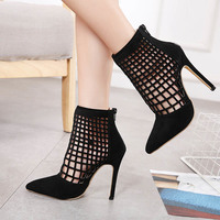 Women's hollow pointed high heel sandals S-388 - Thumbnail 3