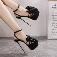 Sexy Waterproof Platform Stiletto Heel Big Bow Rhinestone Women Sandals S-393 - Thumbnail 3