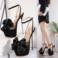 Sexy Waterproof Platform Stiletto Heel Big Bow Rhinestone Women Sandals S-393 - Thumbnail 4