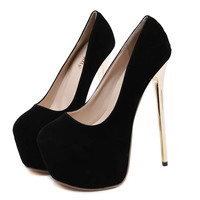 Women's Suede High-heeled Large Size Single Shoes S-394 - Thumbnail 1